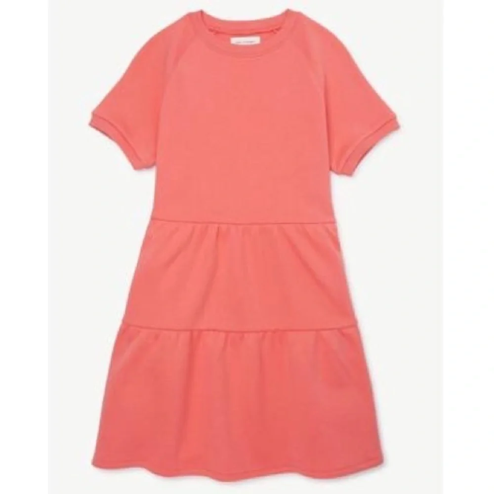 Free Assembly Girls Coral Pink Tiered Sweatshirt Dress — Size M (7/8)